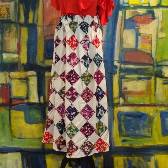 Tiny for Anthropologie patchwork midi skirt size large NWT - worn on tv